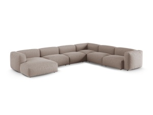 Canapea cu colt modulara bej inchis din textil pentru 6 persoane Martina Boston Right XL Micadoni