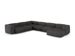 Canapea cu colt modulara gri antracit din textil pentru 6 persoane Martina Monet Boucle Left XL Micadoni