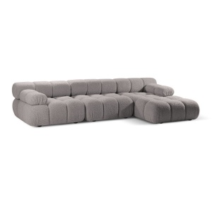 Canapea cu colt modulara gri deschis din textil pentru 4 persoane Bellis Boucle Right Micadoni
