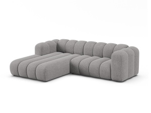 Canapea cu colt modulara gri deschis din textil pentru 4 persoane Lupine M Left Micadoni