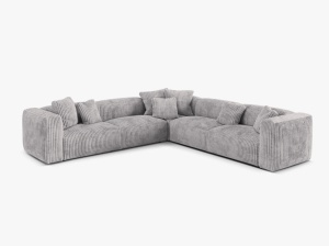 Canapea cu colt modulara gri deschis din textil pentru 5 persoane Martina Corduroy Micadoni