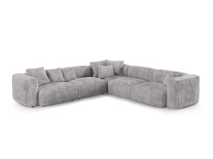 Canapea cu colt modulara gri deschis din textil pentru 5 persoane Martina Corduroy XL Micadoni