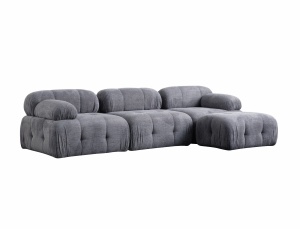 Canapea cu colt modulara gri din textil 290 cm Petite The Home Collection