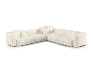 Canapea cu colt modulara ivorie din textil pentru 5 persoane Martina Boucle XL Micadoni