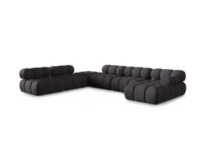 Canapea cu colt modulara maro espresso din textil pentru 7 persoane Bellis Left 3D Micadoni