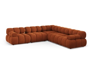 Canapea cu colt modulara maro teracota din catifea pentru 5 persoane Bellis Bluvel Symmetrical Micadoni