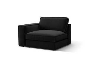 Canapea cu colt modulara neagra din catifea pentru 1 persoana Pola Salvador Left Micadoni