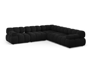 Canapea cu colt modulara neagra din catifea pentru 5 persoane Bellis Bluvel Symmetrical Micadoni
