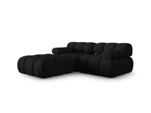 Canapea cu colt modulara neagra din textil pentru 3 persoane Bellis Left 3D Micadoni