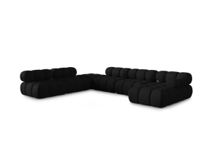 Canapea cu colt modulara neagra din textil pentru 7 persoane Bellis Left 3D Micadoni