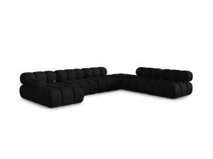Canapea cu colt modulara neagra din textil pentru 7 persoane Bellis Right 3D Micadoni
