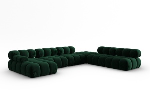 Canapea cu colt modulara verde din catifea pentru 7 persoane Bellis Right Micadoni