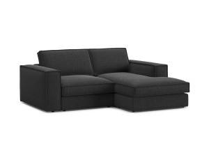 Canapea cu colt neagra din textil pentru 2 persoane Pola Right Micadoni
