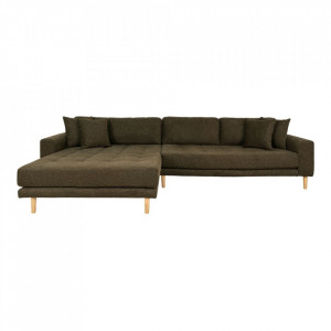 Canapea cu colt oliv din textil si lemn 290 cm Lido Left House Nordic