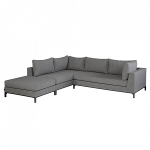 Canapea cu colt pentru exterior gri din textil si aluminiu pentru 6 persoane Sicilie Left Exotan