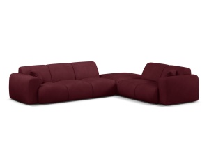 Canapea cu colt rosu bordo din textil pentru 6 persoane Molino Chenile Right Micadoni