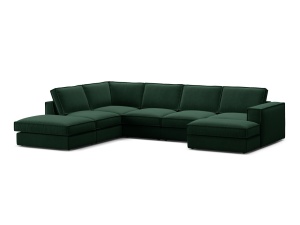 Canapea cu colt verde din catifea pentru 5 persoane Pola Left Micadoni