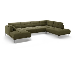 Canapea cu colt verde din catifea pentru 7 persoane Bemy Left Right Velvet Micadoni