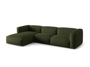 Canapea cu colt verde din textil pentru 3 persoane Martina Left Micadoni