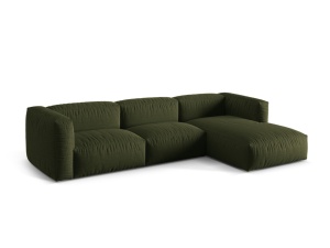 Canapea cu colt verde din textil pentru 3 persoane Martina Right Micadoni