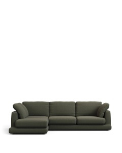 Canapea cu colt verde din textil pentru 4 persoane Gala Left Chenille Kave Home