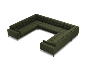 Canapea cu colt verde din textil pentru 9 persoane Mamaia Structured Black Micadoni