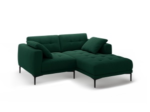 Canapea cu colt verde inchis din catifea pentru 2 persoane Bemy Right Velvet Micadoni