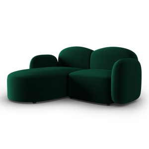 Canapea cu colt verde inchis din catifea pentru 3 persoane Blair Left Micadoni