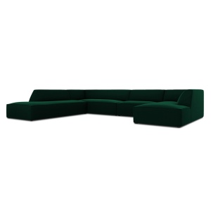 Canapea cu colt verde inchis din catifea pentru 7 persoane Ruby Left Micadoni