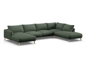 Canapea cu colt verde inchis din textil pentru 6 persoane Naomi Right Micadoni