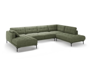 Canapea cu colt verde masliniu din textil pentru 7 persoane Bemy Left Right Structural Micadoni
