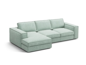 Canapea cu colt verde menta din textil pentru 3 persoane Pola Left Micadoni