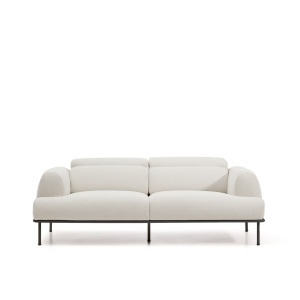 Canapea ecru din textil pentru 3 persoane Aurum 2 Kave Home