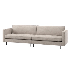 Canapea ecru din textil pentru 3 persoane Rodeo Classic Rib Woood