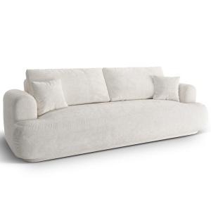 Canapea extensibila bej deschis din textil pentru 3 persoane Ella Boucle Micadoni