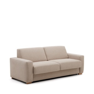 Canapea extensibila bej din textil pentru 3 persoane Anley Kave Home