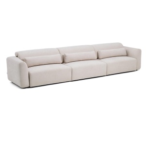 Canapea extensibila bej din textil pentru 6 persoane Lares Chenille Kave Home