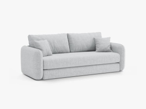 Canapea extensibila gri deschis din textil pentru 3 persoane Dormi Micadoni