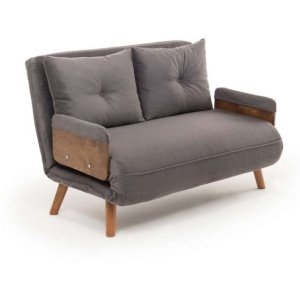 Canapea extensibila gri din textil pentru 2 persoane Cosmo The Home Collection