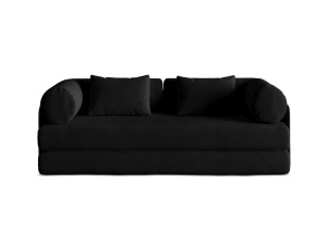 Canapea extensibila neagra din catifea pentru 3 persoane Dreamy Salvador Micadoni