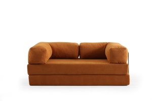 Canapea extensibila portocalie din textil pentru 2 persoane Via Con The Home Collection