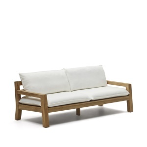 Canapea exterior alba/maro din textil pentru 3 persoane Forcanera Kave Home