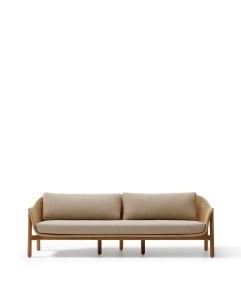 Canapea exterior crem din lemn pentru 3 persoane Galea Kave Home