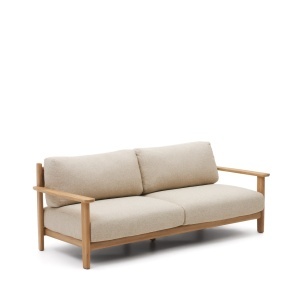 Canapea exterior crem/maro din lemn pentru 3 persoane Tirant Kave Home