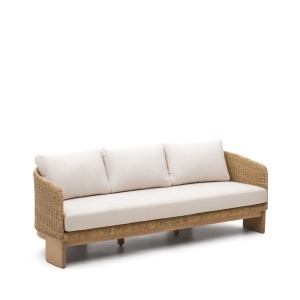 Canapea exterior crem/maro din textil pentru 3 persoane Xoriguer Kave Home
