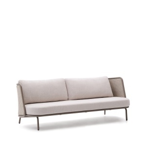 Canapea exterior grej/ecru din metal pentru 3 persoane Sedalis Kave Home