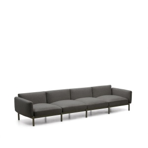 Canapea exterior gri/verde din textil pentru 4 persoane Sorells Kave Home