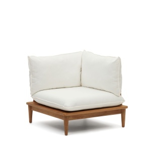 Canapea exterior modulara cu colt alba/maro din textil pentru 1 persoana Portitxol Kave Home