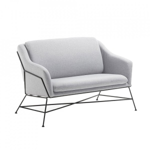 Canapea gri deschis din material textil si metal pentru 2 persoane Brida Kave Home