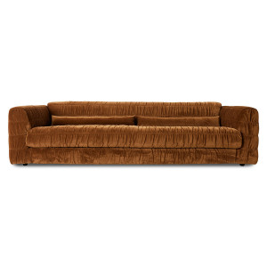 Canapea maro caramel din catifea pentru 3 persoane Royal HKliving